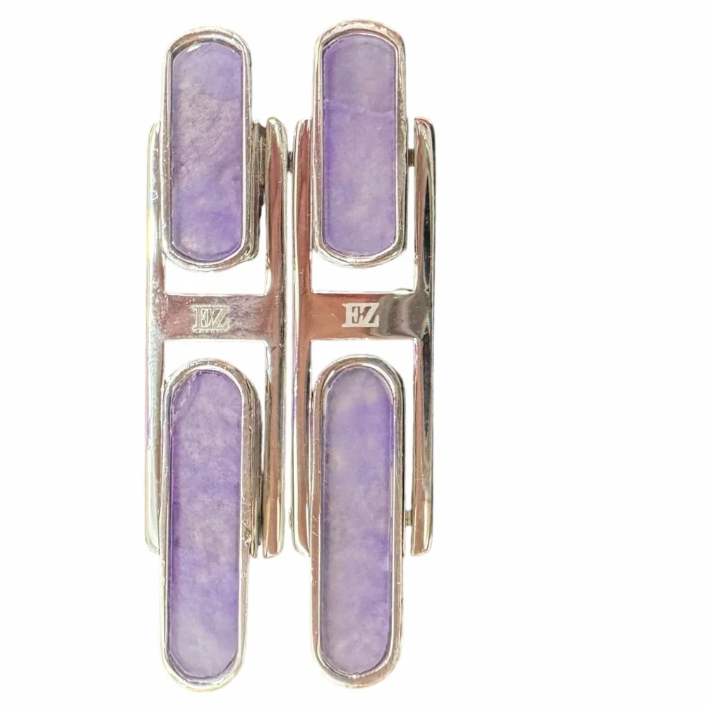 ERMENEGILDO ZEGNA STERLING SILVER & PURPLE CUFFLINKS
